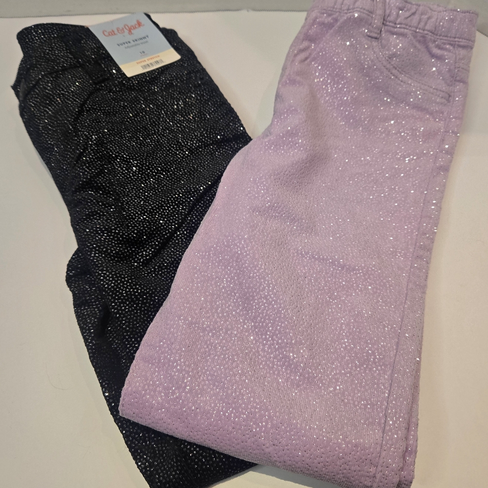 H&M AND Cat & Jack Glittery Girls' Jeans Set Of 2 NWT